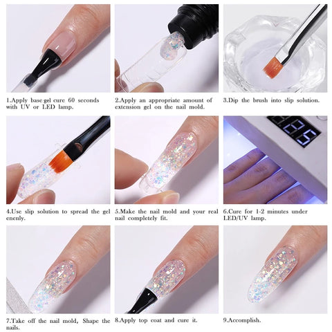 UR Sugar 15ml Extension Gel Polish Bright Nude Pink Semi Permanent UV Extension Gel Nail Finger Extend Gel Lacquer Set