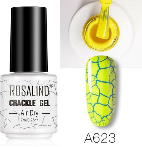 Rosalind Nail Polish Crackle Gel, Colors Gel Nail Polish Cracking Glue Burst Glue Nail Polish Air Dry for Nail Art Design Salon Quality DIY Home 7ML