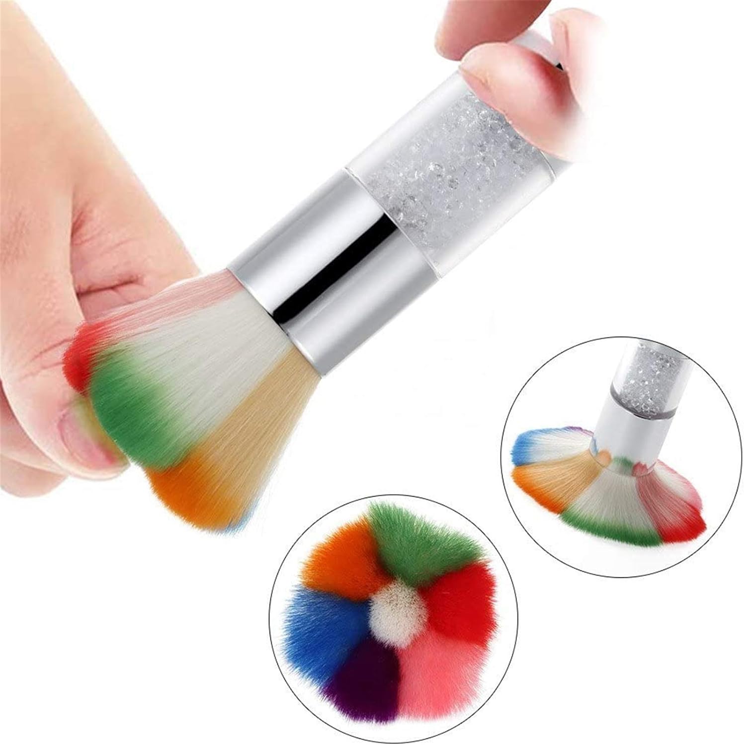 Compact Nail Dust Remover Brush - Perfect for Pristine, Flawless Manicures Rainbow Nail Dust Cleaner Brush.