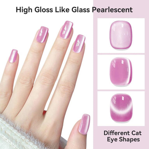 KWEEN Cat Eye Gel Nail Polish 15ml, Moonlight High Gloss Purple Gel Polish with Magnet, Silk Smooth Magnetic Gel Polish For Manicure