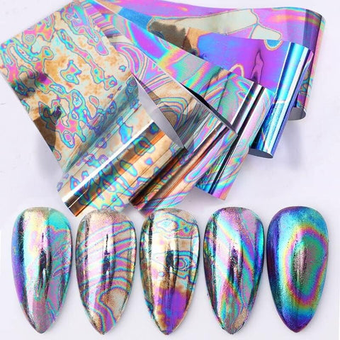 12 Pcs Mixed Laser Holographic Nail Art Foil Set Mixed Designs Transfer Sticker Nail Art Decals