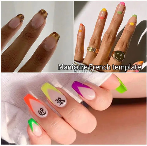 Rainbow Color Nail French Poly Tip Manicure Tool Metal Nail Easy French Nail Art Tool For Creating Stylish Nails At Home.