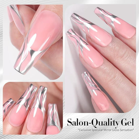 Born Pretty Metallic Painting Gel Silver Painted Gel Nail Polish 3D Metal Painting Gel Drawing Mirror Nail Gel Polish Glossy Soak Off DIY Nail Art Manicure Vanish