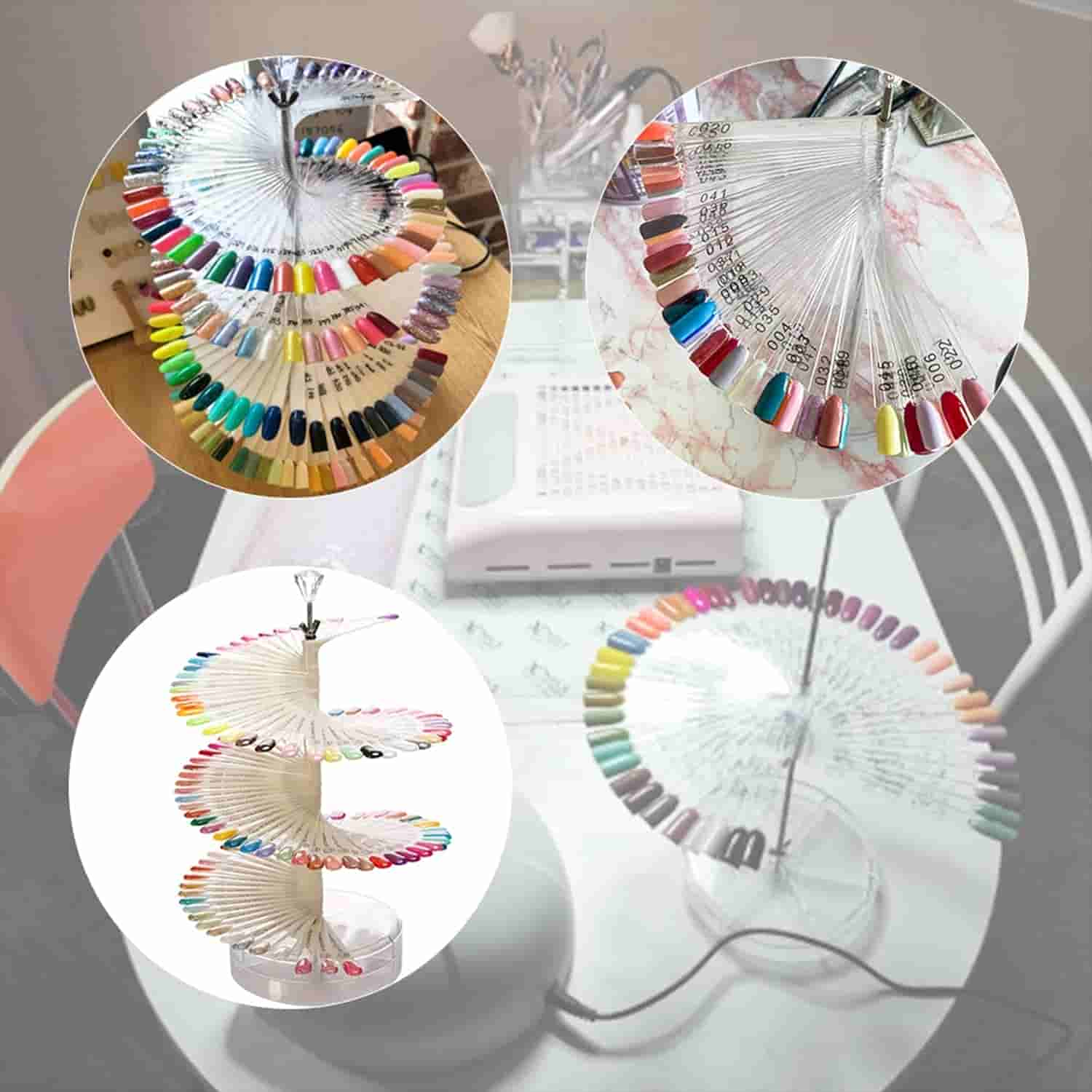 Professional Nail Swatch Display Stand with 120 Swatch Sticks - High-Quality Acrylic Organizer Stand for Nail Polish Display.