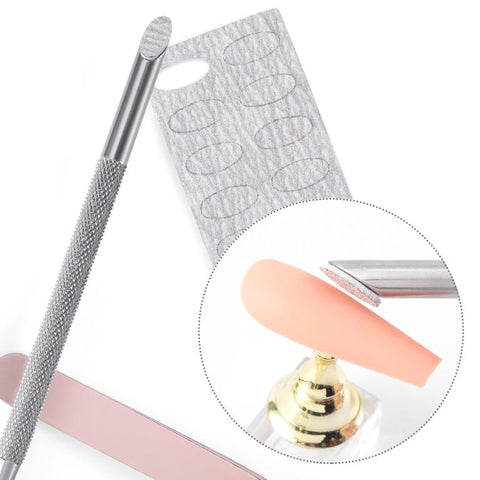 Stainless Steel Nail Cuticle Pusher Tools Dual Ended Cuticle Remover Self-Adhesive 240/180 Grit Sandpaper Sheets Nail Care Replacement for Women Girls