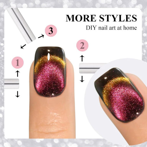 KWEEN 2 Tone Chameleon 9D Cat Eye Gel Polish 10ml, Holographic Galaxy Cateye Magnetic Nail Polish Gel For Manicure
