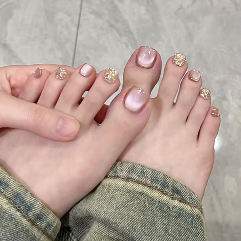 KWEEN 2Pcs/Set 10ml Nude Pink Cat Magnetic Gel Polish with Glitter Gel Polish