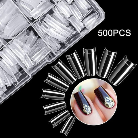 KWEEN Transparent Nail Art Half Cover False Nails Tips Acrylic UV Gel Extension Nail Tips Manicure Tool