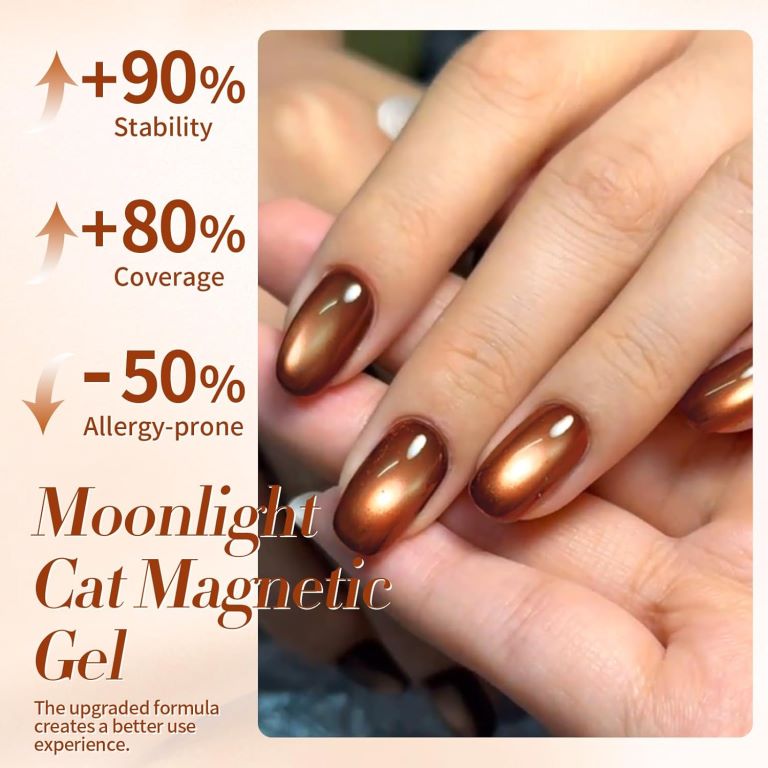 KWEEN Cat Magnetic Eye Gel Nail Polish, Brown Moonlight Cat Magnetic Gel