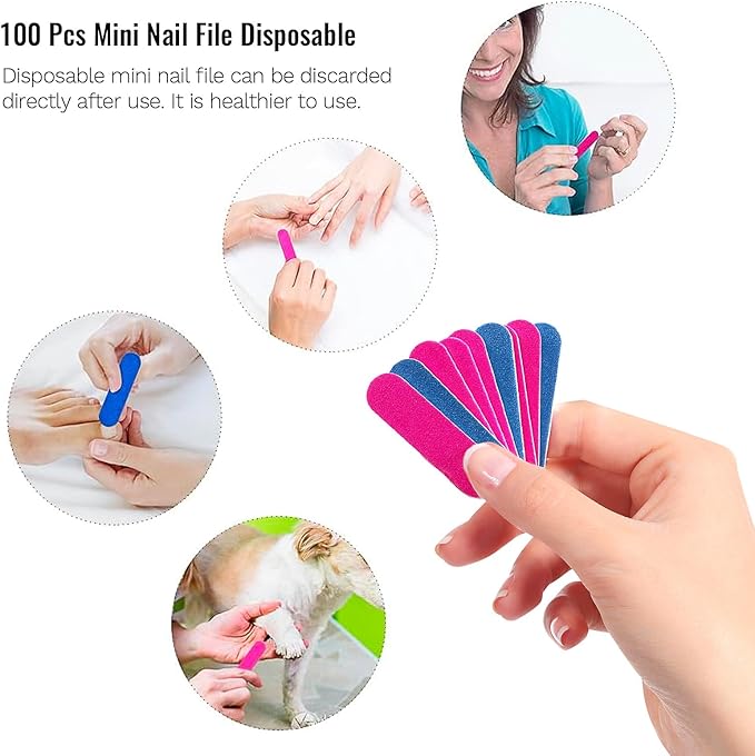 100 Pcs High-Quality Mini Nail Filers / Buffers for Smooth, Shiny Nails Best For Home Use