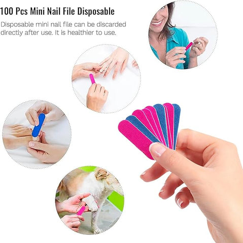 100 Pcs High-Quality Mini Nail Filers / Buffers for Smooth, Shiny Nails Best For Home Use