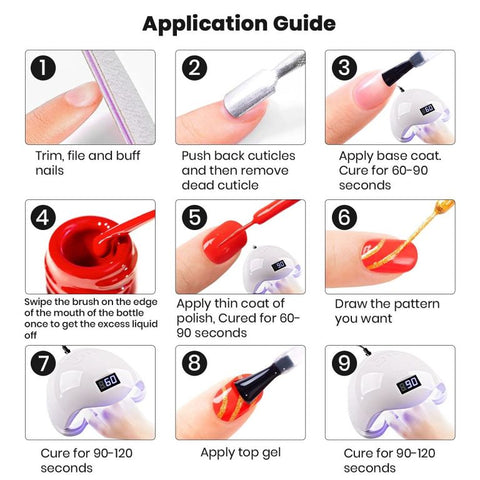 KWEEN Gel Liner Nail Art Reflective Glitter Polish Thin Brush Hot Pink Flash Diamond Painted Gel Soak Off Curing Requires for Home Salon DIY Nail Design Decoration