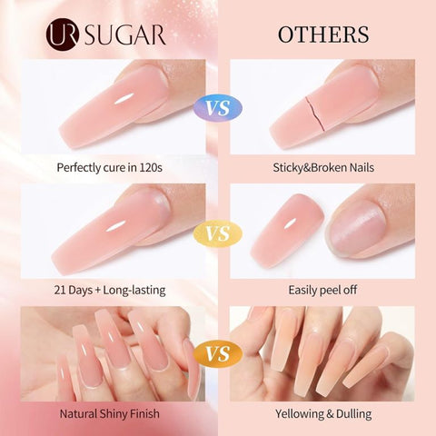 UR Sugar 15ml Extension Gel Polish Bright Nude Pink Semi Permanent UV Extension Gel Nail Finger Extend Gel Lacquer Set