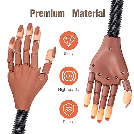 Professional Manicure Practice Hand with 100 Reusable Nail Tips – Perfect for Nail Art, Acrylic, and Gel Training.