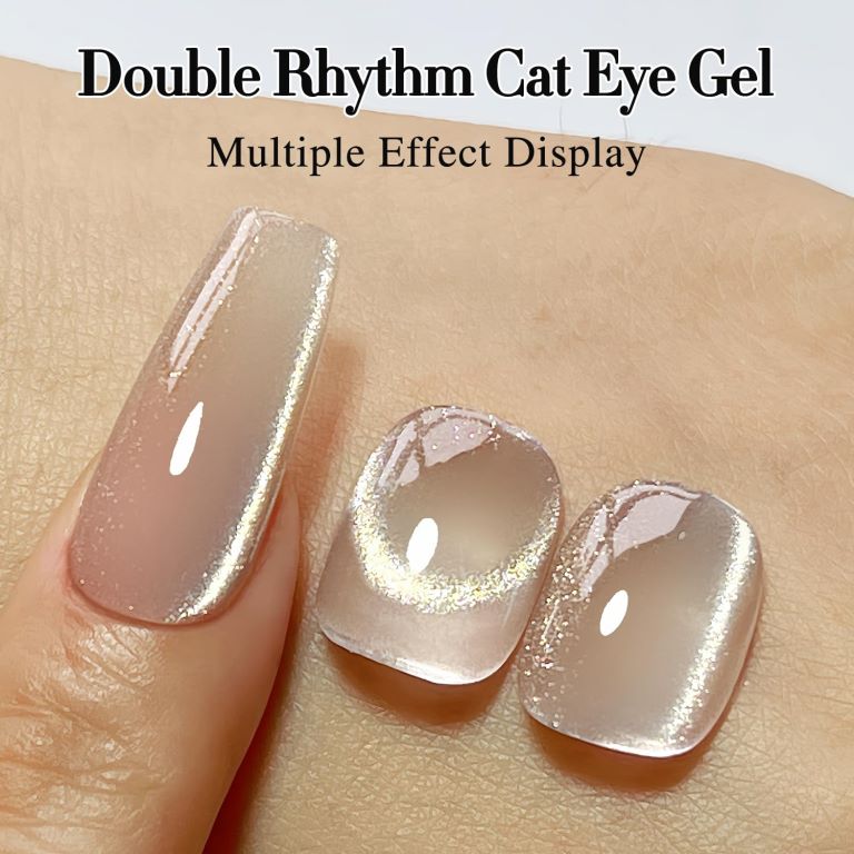 KWEEN Cat Eye Gel Polish with Magnet 15ML Holographic Glitter Shimmer Translucent Jelly Color Magnetic Nail Polish Salon DIY at Home