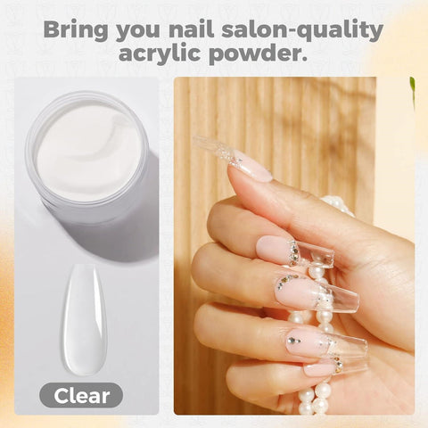 KWEEN Crystal Clear Acrylic Powder for Nail extension Ultra Smooth for nail art and decoration