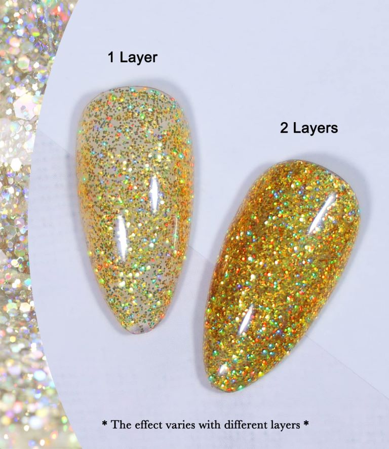 KWEEN Yellow Gold Glitter Soak Off UV LED Nail Polish Sparkle Shiny Diamond Gel