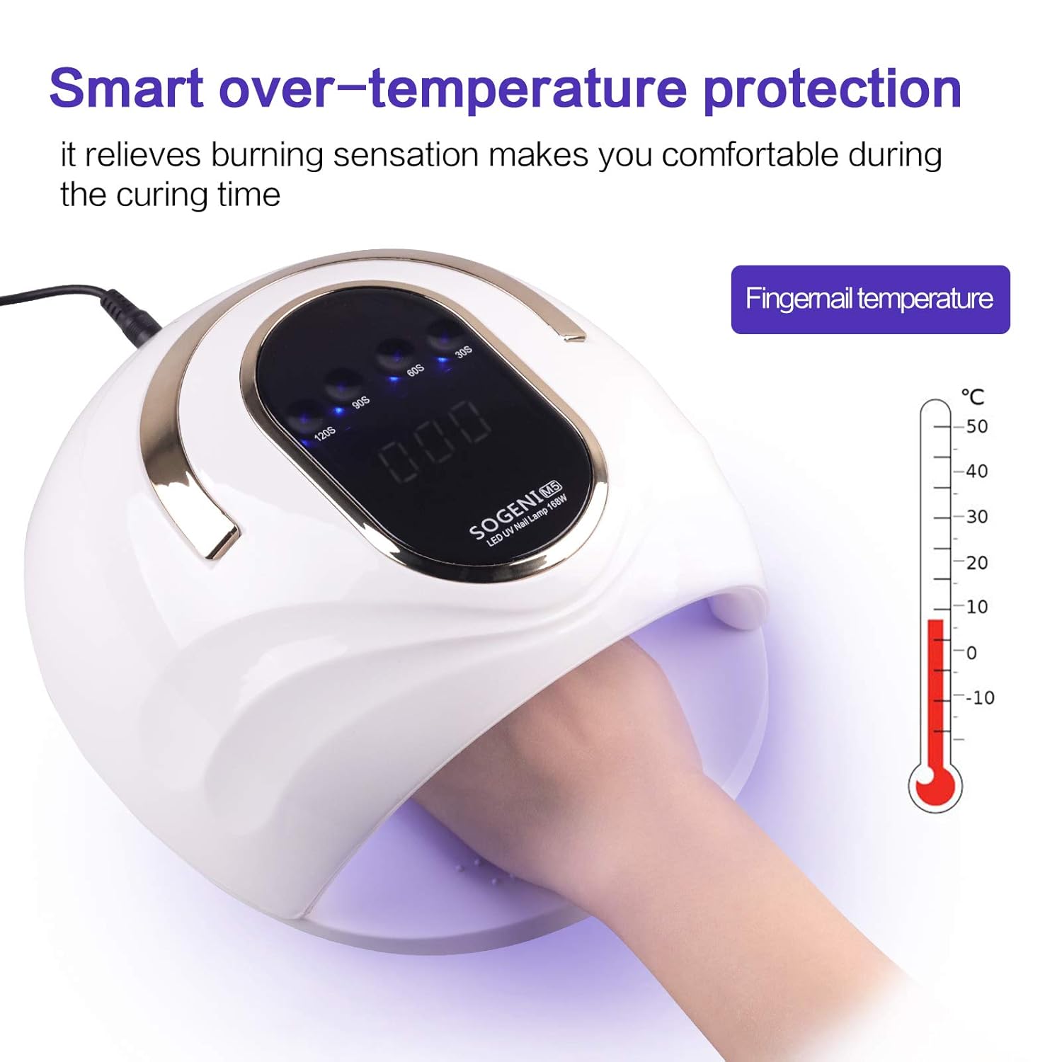 168W UV LED Nail Dryer Professional Nail Art Tools with Automatic Sensor with 4 Timer Settings 168W curing lamp 42 LED