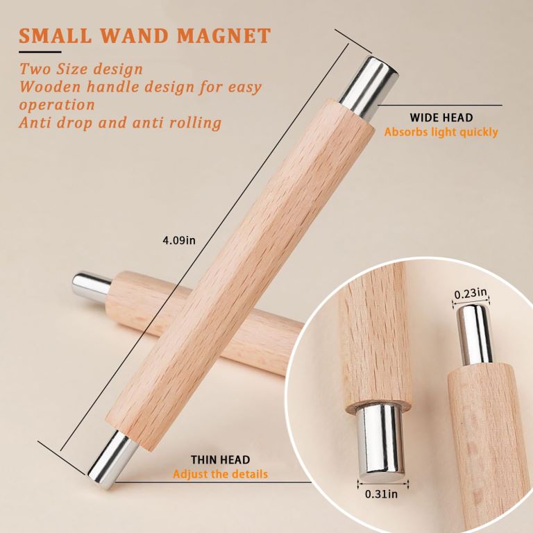 Cat Eye Magnet for Nails Wooden Anti-Fall Handle Double-Ended Cylindrical Magnet Double-Headed Cat Eye Magnetic Stick