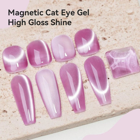 KWEEN Cat Eye Gel Nail Polish 15ml, Moonlight High Gloss Purple Gel Polish with Magnet, Silk Smooth Magnetic Gel Polish For Manicure