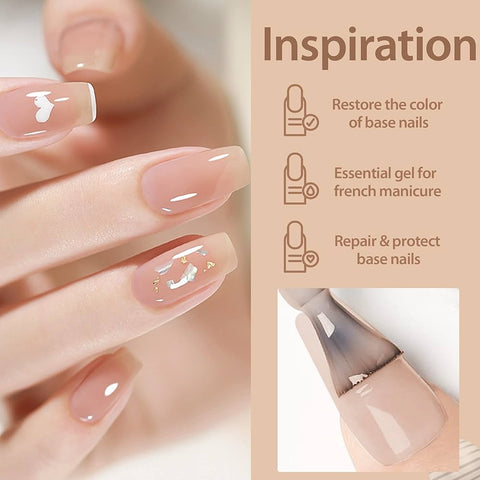 Kween Translucent Gel Polish Sheer Natural Light Nude Jelly Nail Polish Soak off Nail Art DIY at Home