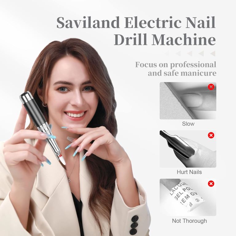 Electric Nail Drill, USB Manicure Pen Sander Polisher35000 RPM Electric Nail File for Acrylic Nails Professional Drill with Ceramic Corn Head Nail Drill Bits for Nails Manicure Tool