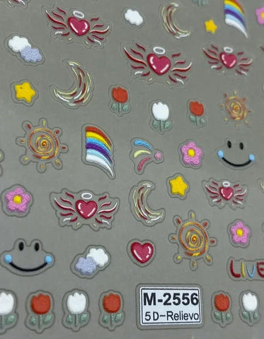 5D Embossed Nail Art Stickers Smily Rainbow Astronaut & Beetle Nail Stickers For Unqiue Nail Art Designs Perfect For Nail Art Lovers.