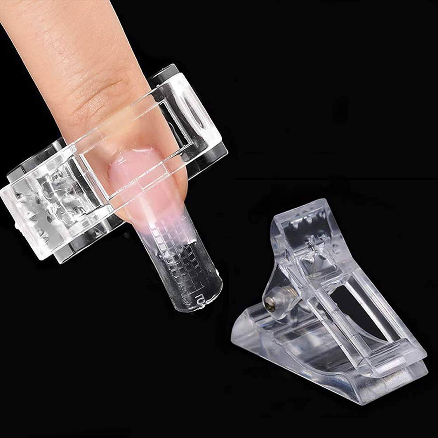 Set Of 2 Acrylic Nail Clips Poly Gel Quick Building Finger Extension.