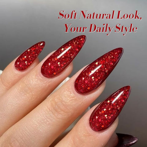 KWEEN Christmas Red Glitter Gel Nail Polish Sparkly Shiny Red Gel Polish Nail Art Design Manicure DIY at home