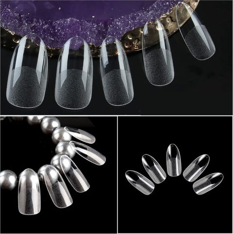 240pcs Oval Nail Tips Clear Full Cover Medium Length Round Fake Nails Acrylic Gel X Nail Tips for Salon and Home Nail Art Manicure 12 Sizes