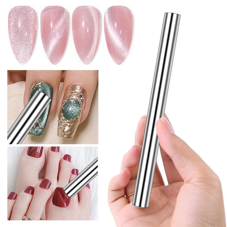 Steel Rod Cat Eye Magnet for Nails Design Cat Eye Magnetic Gel Nail Polish Magnet Wand Double-Head Nail Art Magnets Stick Nail Art Tools for DIY Home, Salon