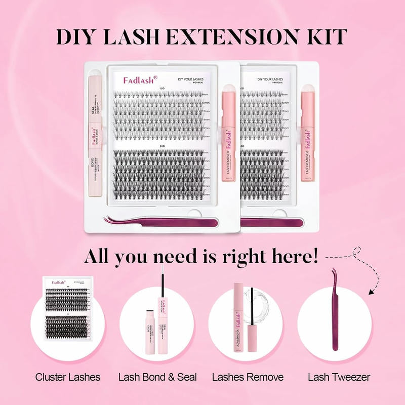 Eyelash Extension Kit Complete DIY Lash Kit with Reusable Lashes Gives Long Lasting Natural Look Best For Salon & Home Use.