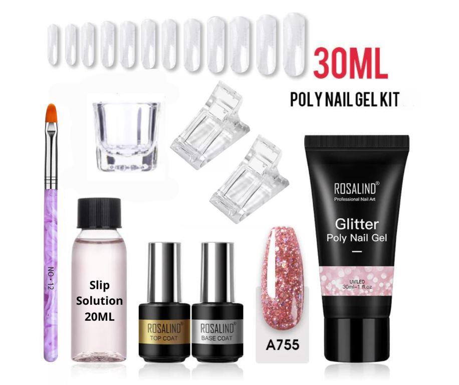 30ml Nail Polygel Extension Gel Kit Shinny Glitter Art Polymer Gel Polish Tools Finger Extension Solution Acrylic Gel Polish