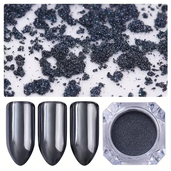 Black Mirror Nail Powder Shiny Effect Shinning Glitter Pigment Dust