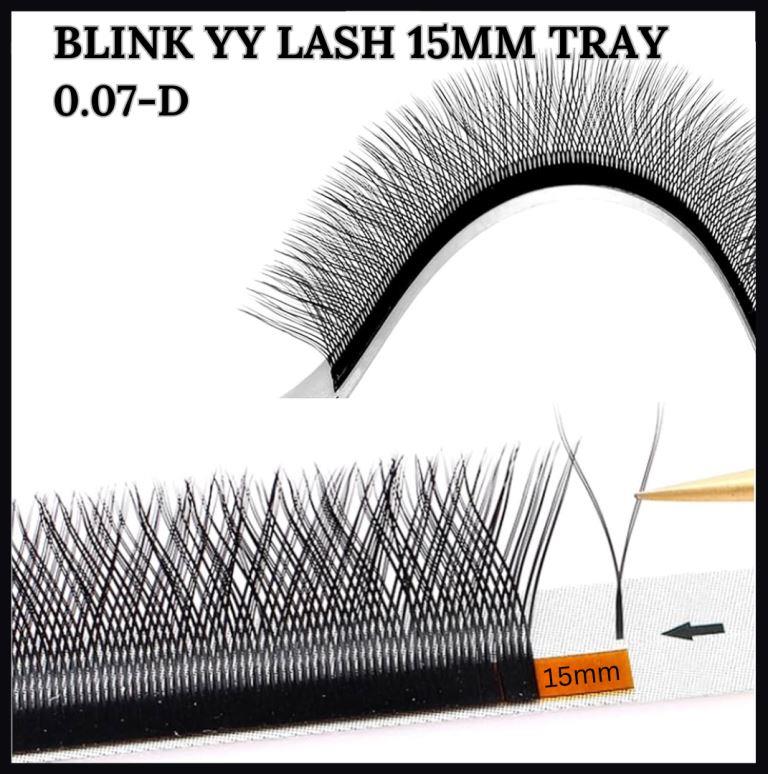 BLINK YY Lash Extensions D Curl 0.07mmSingle number Tray Premade Volume 2D Fans Eyelash Extension Y Type Soft Eye Lashes Supplies