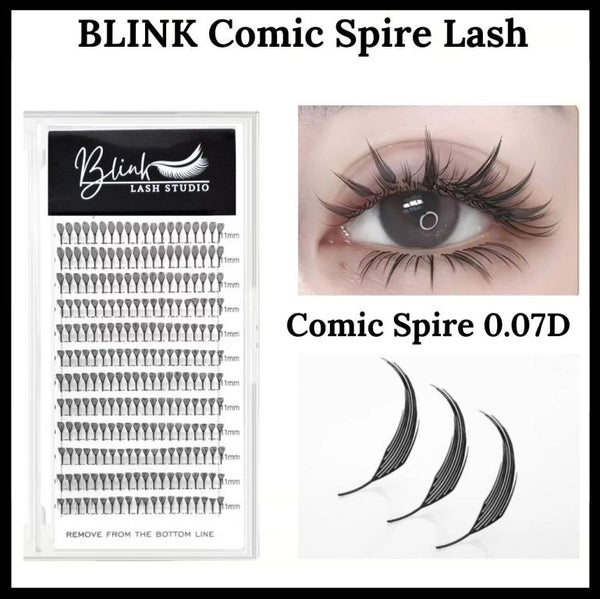 Blink Comic Spire Eyelashes Feather Shape  Premade Fans False Lashes 0.07 D 8-15mm