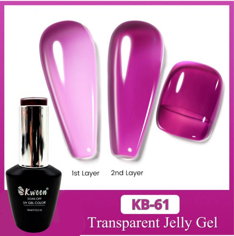 KWEEN Jelly UV Gel Nail Polish, Jelly Rose Purple Transparent Gel Nail Polish UV LED Soak Off Nail for Autumn and Winter