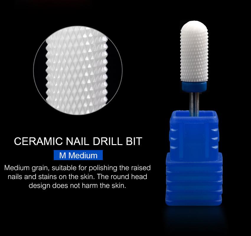 Round Head Ceramic Nail Drill Bits For Electric Nail Drill Manicure Machine Nails Accessories Nail Drill Bit Tool