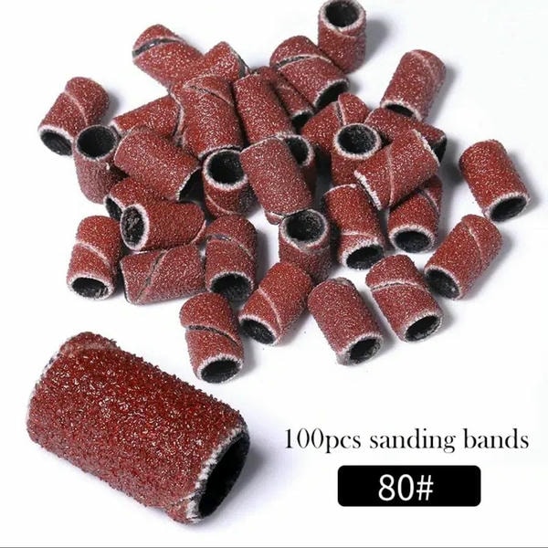 100PCS Nail Art Sanding Bands for Manicure & Pedicure Durable Nail Drill Sanding Bands for Salon and Home Use.