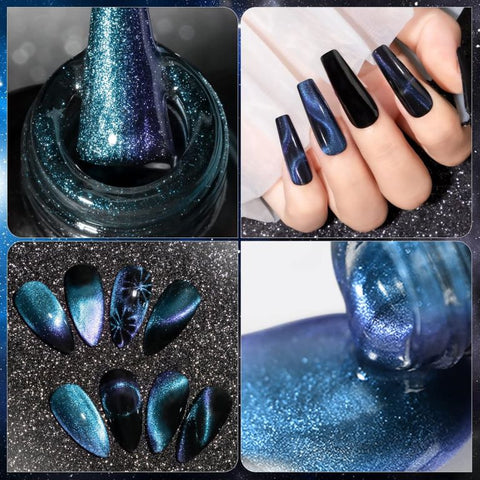 KWEEN Cat Eye Gel Nail Polish 9D Chameleon Glitter Magnetic Nail Polish
