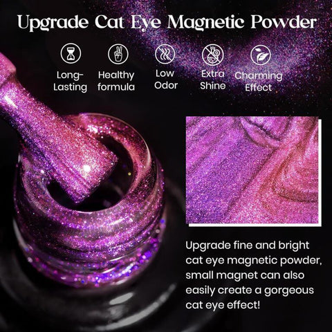 KWEEN PEACOCK Cat Eye Gel Nail Polish, Magnetic Gel Polish Magic Shimmer Galaxy Effect Holographic Glitter Silky Cat Eye Nail Polish Soak Off Nail Art Salon Manicure at Home