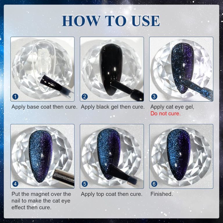 KWEEN Cat Eye Gel Nail Polish 9D Chameleon Glitter Magnetic Nail Polish