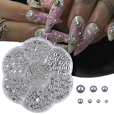 Nail Art Rhinestones DIY Pearls Nail Decoration Wheel For Manicure