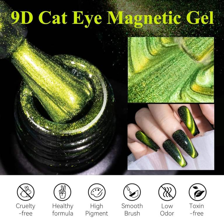 KWEEN 9D Cat Eye Gel Nail Polish 10 ML Magnetic Cat Eye Gel Polish with Magic Effect Doube shade Soak Off UV LED Manicure DIY Nail Art Designs