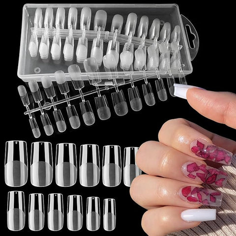 240pcs Square Nail Tips Medium Length Sqaure Gel x Nail Tips Full Cover Acrylic False Fake Nails for Nail Extension Home DIY Nail Salon 12 Sizes