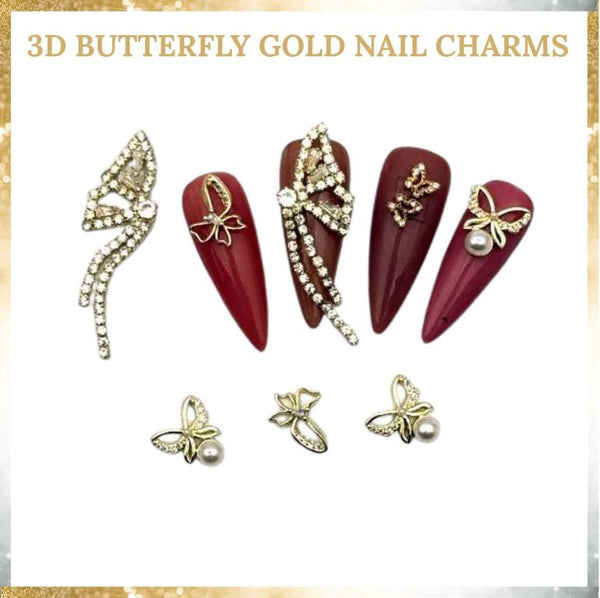 3D Butterfly Zircon Nail Rhinestones Gems Luxurious Diamond Charms 1Pair