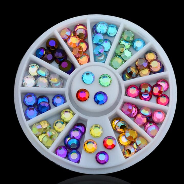 12 Colorful Sharp Crystal 3D Nail Rhinestone Shiny Wheel Nail art For manicure