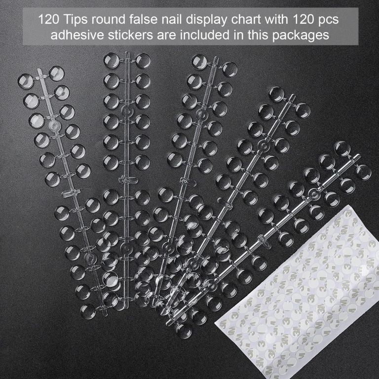 120pcs Color Display Tips for Nail, Clear Nail Art Display Chart Nail Polish Display Tips, Nail Swatches Training Practicing Sticks with Adhesive Sticker