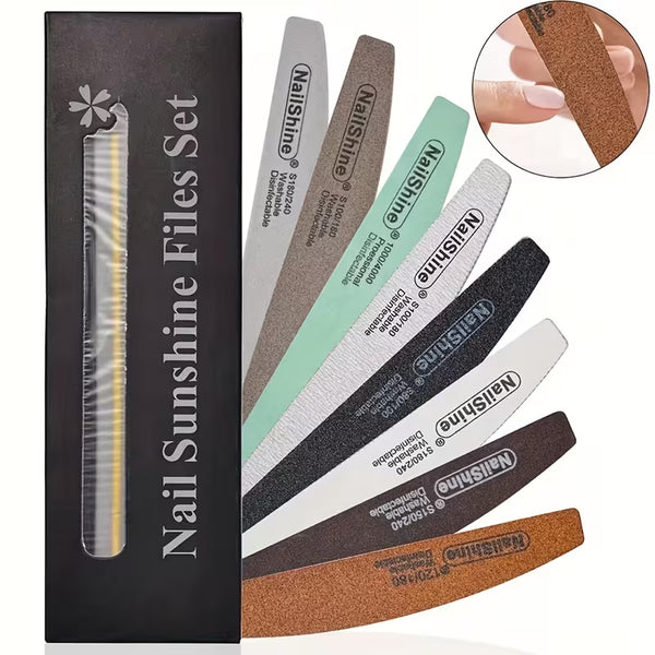 8PCS Professional Nail File Set with Multi-Grit Nail Files