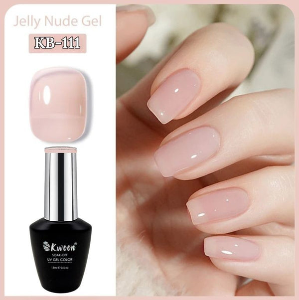 KWEEN Transparent Gel Nail Polish Pink Jelly Nude Semi Transparent French Nail Base Color